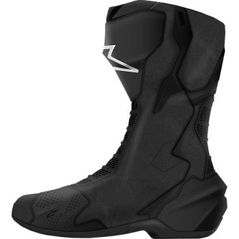 Black ALPINESTARS SMX-6 V3 motorcycle boots in US 11.5 / EU 46 with reinforced soles and protective features.