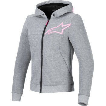 Alpinestars Stella Chrome v2 Sport Hoodie in Heather Gray and Fluo Pink, XL size, featuring a sporty design and brand logo.
