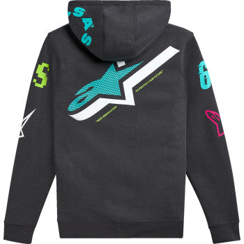 Alpinestars Variegate Zip Hoodie in gunmetal, 2XL, featuring a front zipper and logo, displayed on a plain background.