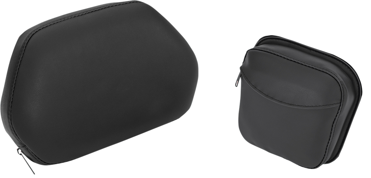 Show Chrome detachable smart mount backrest for Can-Am engine, designed for added comfort and support on motorcycle seats.