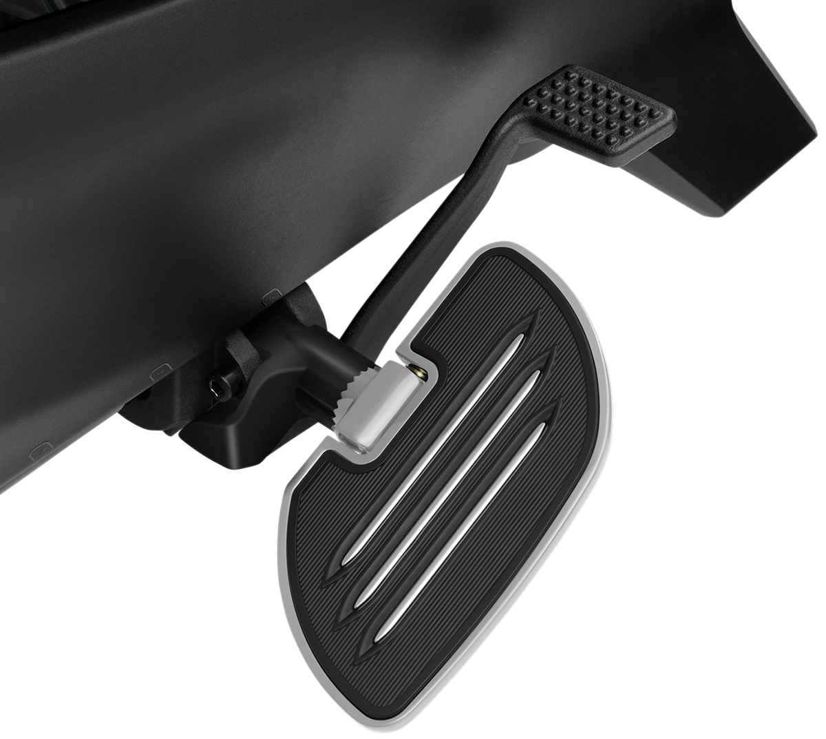 Chrome Show Driver Floorboards for Ryker 600/900 ACE by Bill's Exhausts, engine-mounted, durable motorcycle footrests.