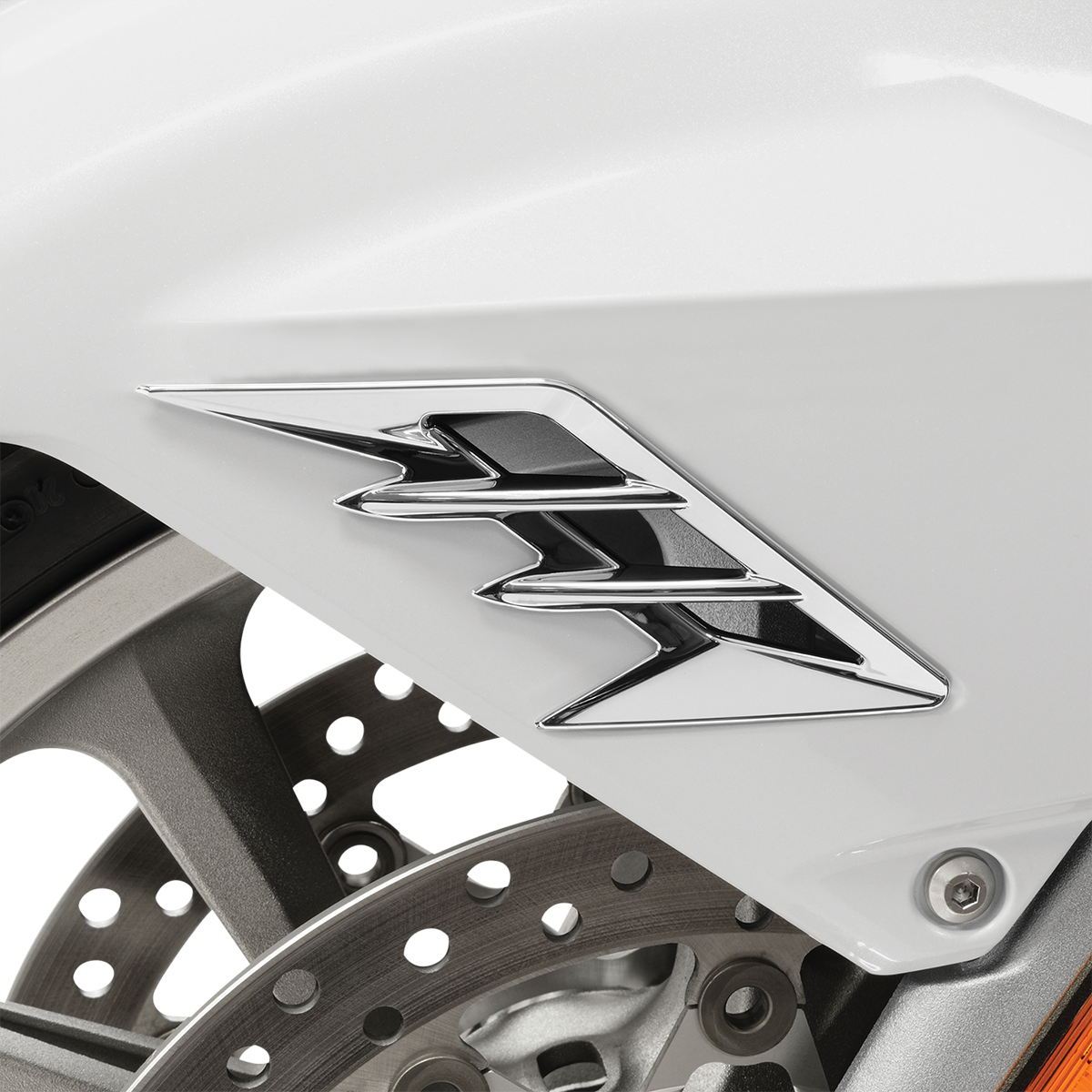 Chrome fender vent filler accent for front engine by Bill's Exhausts, showcasing a sleek chrome engine accessory.