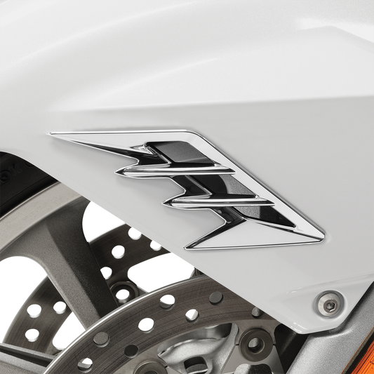 Chrome fender vent filler accent for front engine by Bill's Exhausts, showcasing a sleek chrome engine accessory.