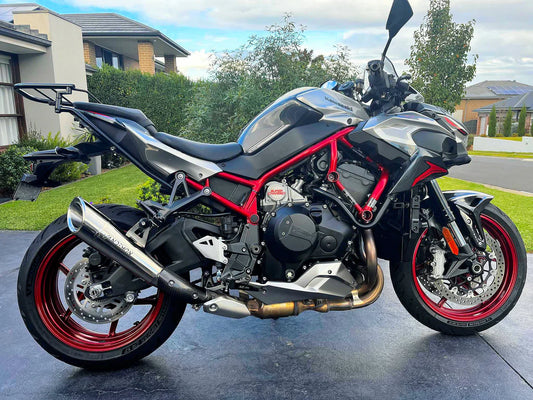 Bill's Exhausts Vandemon titanium slip-on exhaust for Kawasaki Ninja ZH2 H2R, featuring sleek design and high-performance materials.