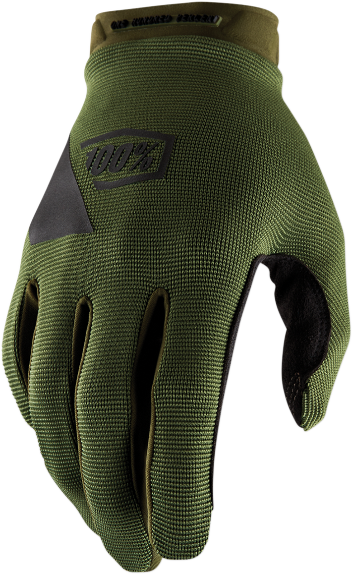 Bill's Exhausts Ridecamp Gloves in fatigue design, small size, showing textured fabric and secure wrist closure.