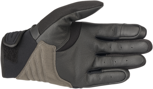 Alpinestars Shore Gloves in black, size medium, displayed with reinforced knuckles and adjustable wrist straps.