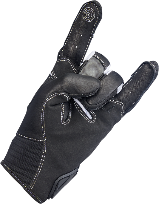 Gray BILTWELL Bridgeport Gloves in small size with reinforced palms and adjustable wrist strap, designed for motorcycle riding comfort.