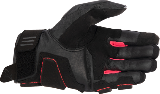 Alpinestars Women Stella Phenom gloves in black and diva pink, small size, with textured palm and knuckle protection.