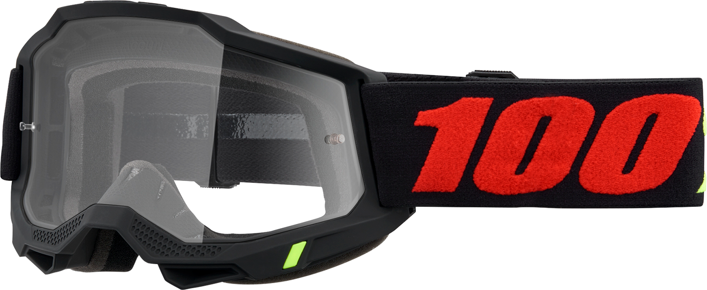 Bill's Exhausts Accuri 2 Goggles in clear lens with black frame, designed for eye protection and comfort.