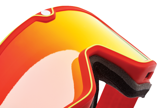 Bill's Exhausts 100% Barstow Goggles with Death Spray Red Mirror lens, riding gear for motocross and BMX activities.