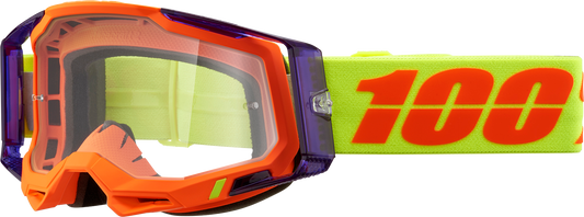 Bill's Exhausts 100% Racecraft 2 Panam Clear goggles with tinted lens and adjustable strap for motocross riding.