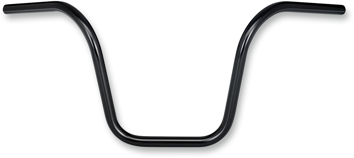 Black BILTWELL 12-inch Ape Hanger motorcycle handlebars from Bill's Exhausts with a classic, curved design for cruiser bikes.