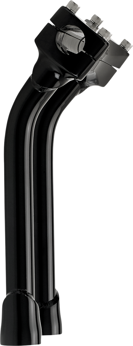 Black BILTWELL Risers Murdock Oversized Pullback Handlebars for motorcycles, 10-inch height, designed for comfortable riding.