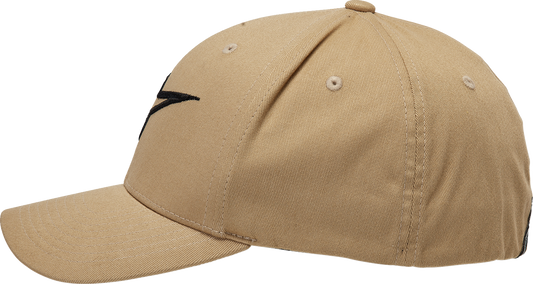 Alpinestars Ageless Curve Hat in sand and black, L/XL, stylish baseball cap with curved brim and adjustable strap.