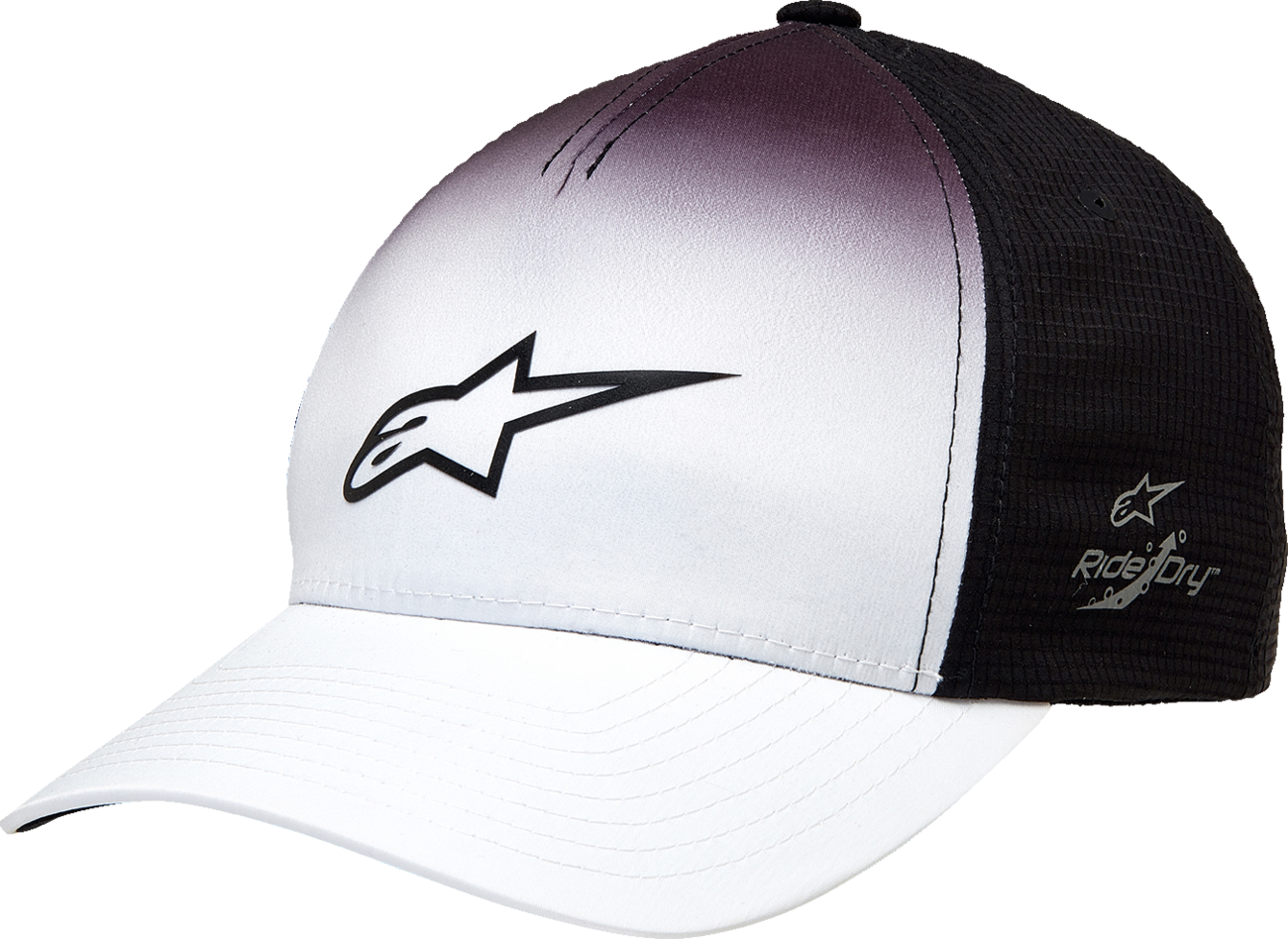 Black Alpinestars Faded Tech Hat featuring a sleek design, one size fits all, with subtle branding details.