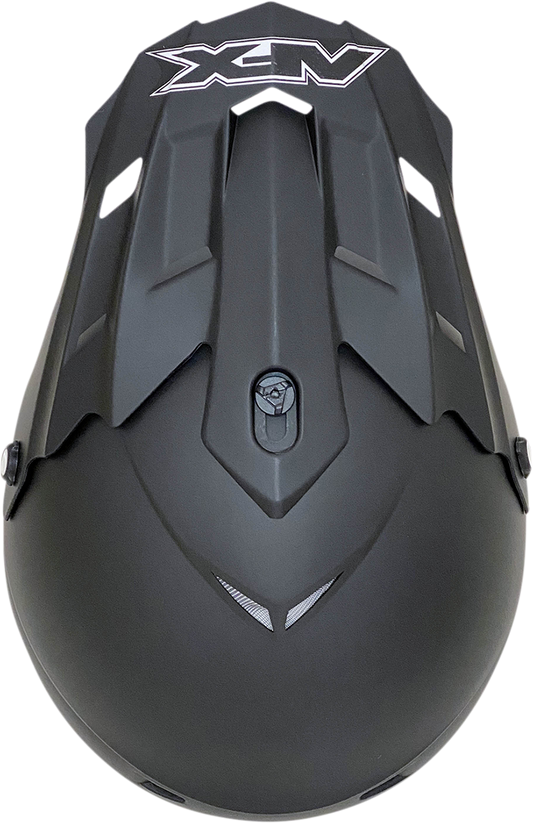Bill's Exhausts AFX FX-17/FX-17Y Peak helmet in flat black, showcasing a sleek motorcycle helmet design.