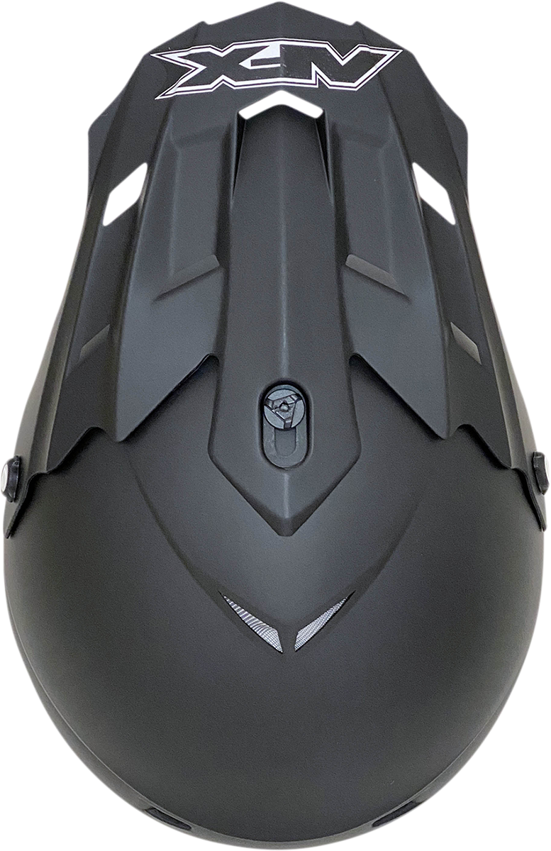 Bill's Exhausts AFX FX-17/FX-17Y Peak helmet in flat black, showcasing a sleek motorcycle helmet design.