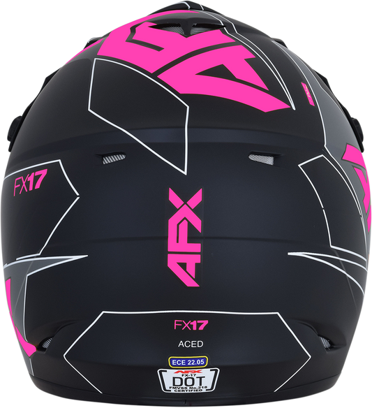 AFX FX-17 helmet by Bill's Exhausts in matte black and pink, XL size, featuring a sleek helmet design with a secure strap.