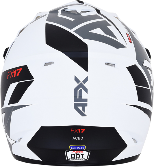 Bill's Exhausts AFX FX-17 helmet in matte white and white, large size, designed for motorcycle safety and style.