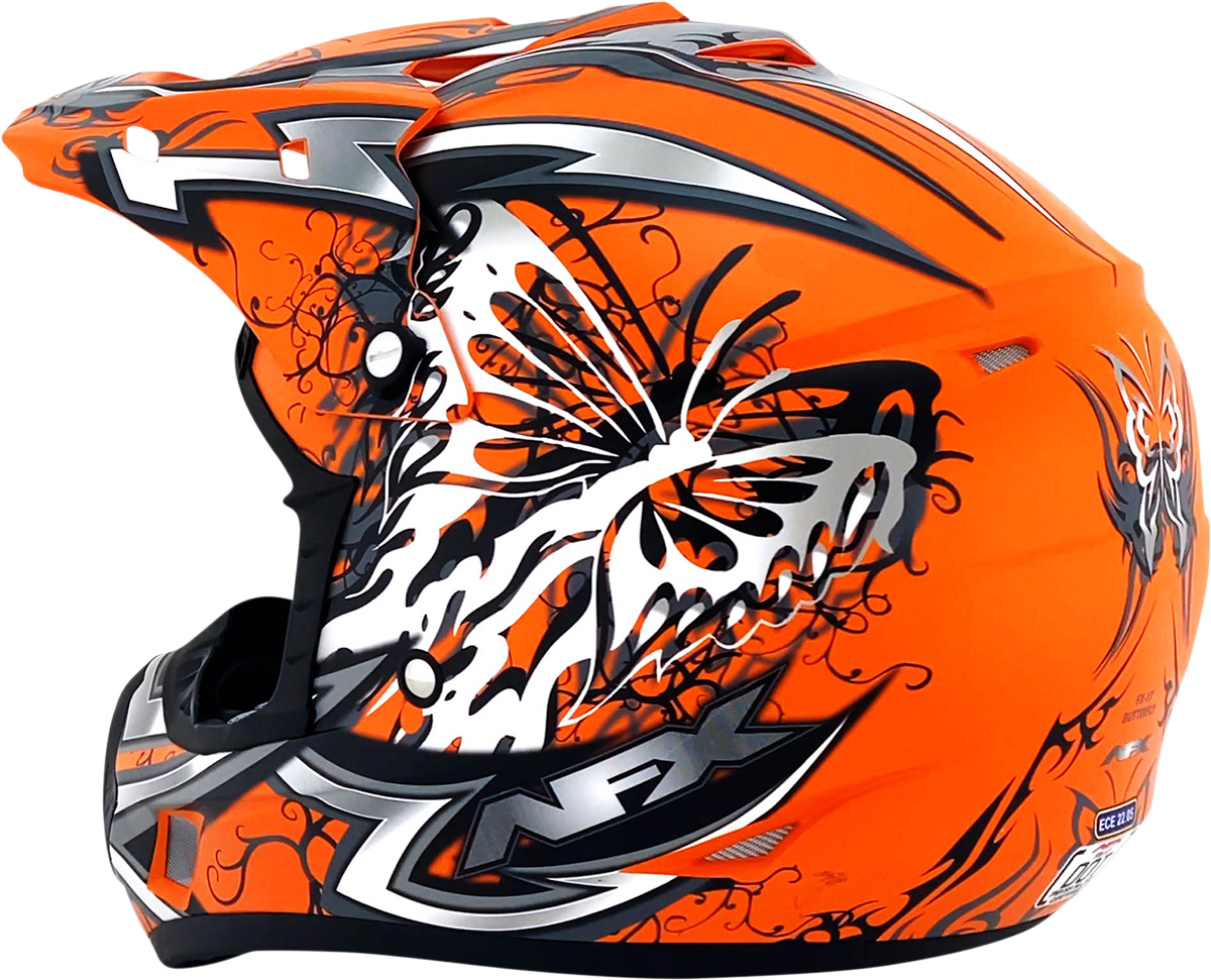 Bill's Exhausts AFX FX-17 Butterfly helmet in matte orange with XL size, featuring a sleek aerodynamic helmet design.