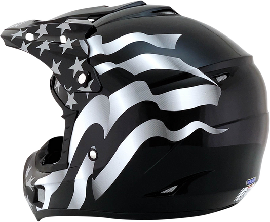 Bill's Exhausts AFX FX-17 helmet in stealth finish with flag design, 2XL size, featuring a sleek, aerodynamic helmet profile.