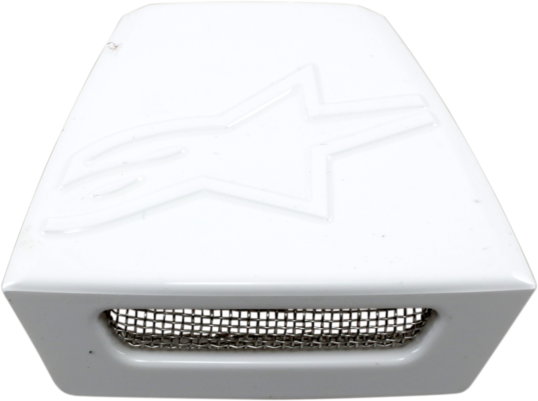 Alpinestars Supertech M8/M10 rear vent frame in gloss white for helmet parts, designed for optimal ventilation and fit.