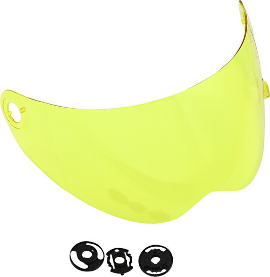 Yellow Biltwell Lane Splitter Gen 2 helmet shield, motorcycle helmet parts, with clear visor and secure mounting edges