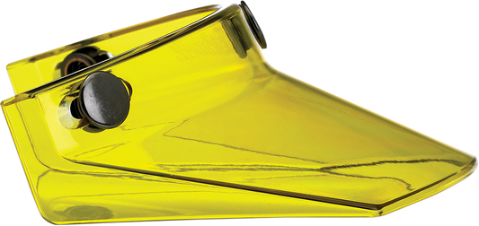 Yellow Biltwell Moto 3-Snap Visor for helmets, designed for motorcycle helmets, by Bill's Exhausts.