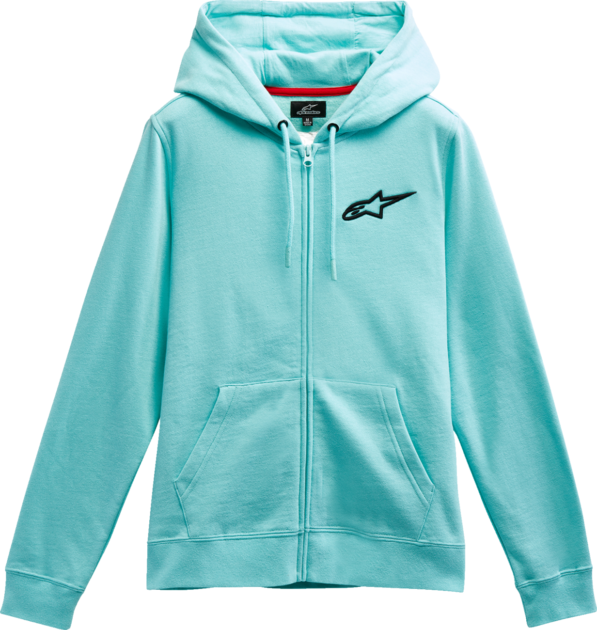 Alpinestars Women's Ageless Zip Hoodie in Light Aqua and Black, XL, featuring a front zipper and casual hoodie design.