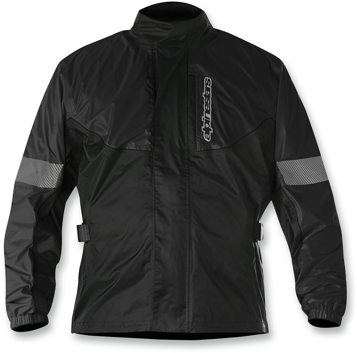 Alpinestars Hurricane Rain Jacket in black, 2XL, featuring waterproof fabric and reflective details, designed for motorcycle riding.