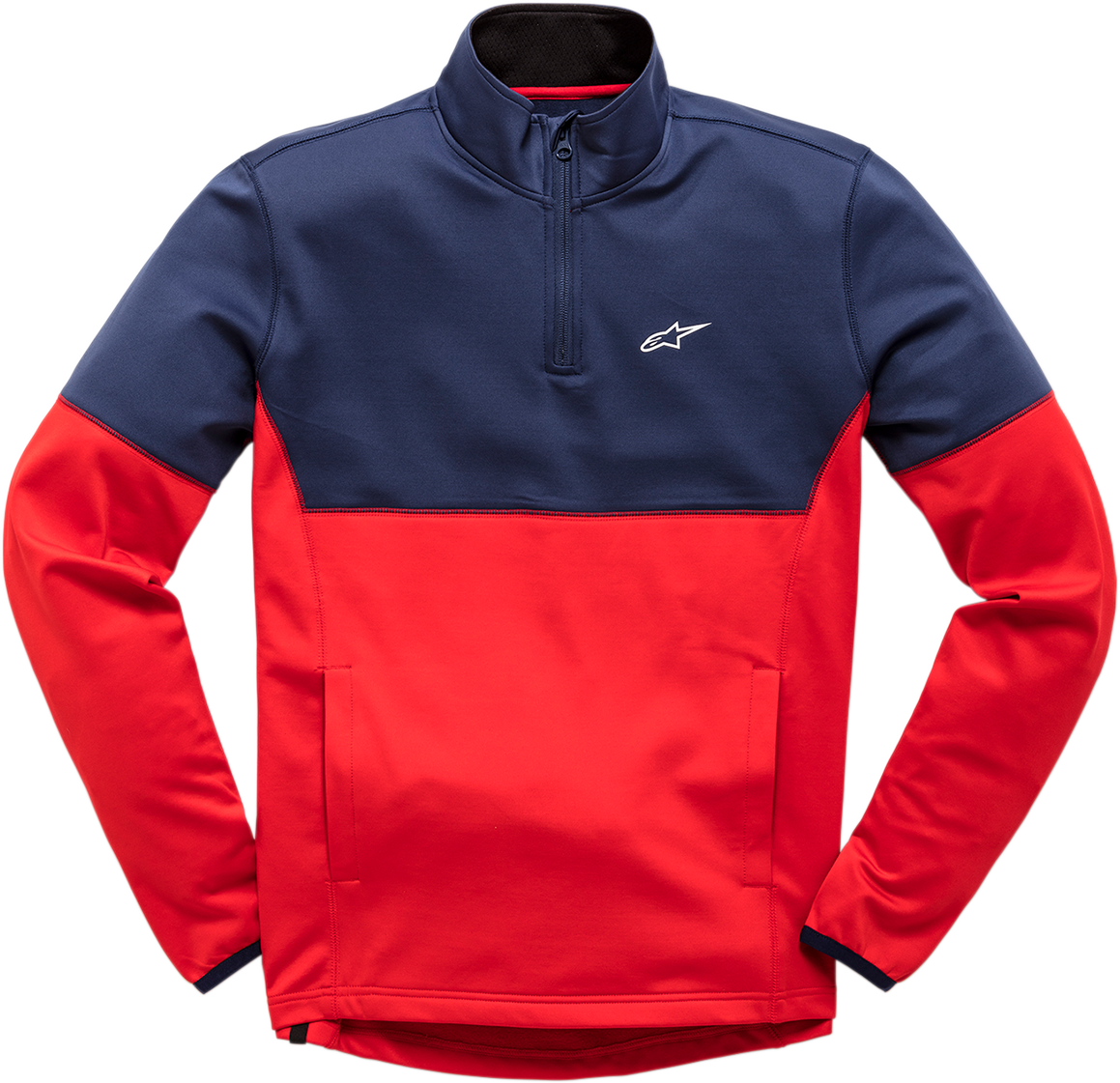 Alpinestars Mission jacket in navy and red, large size, featuring a sleek design and durable fabric for motorcycle riding.