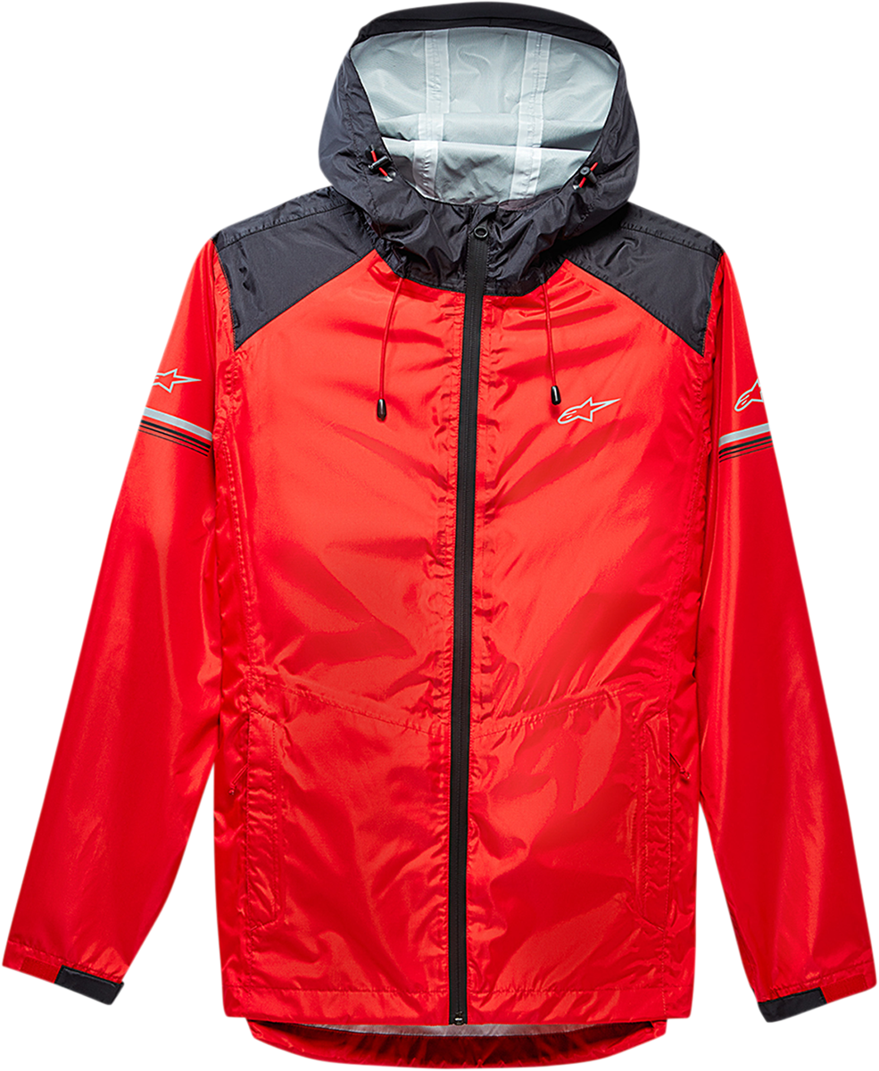 Red ALPINESTARS Resist II Rain Jacket in 2XL, featuring waterproof fabric and a hood, designed for outdoor protection.