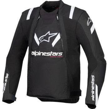 Alpinestars T-Stunt Air jacket in black and white, 4XL, featuring lightweight motorcycle jacket design with protective padding.