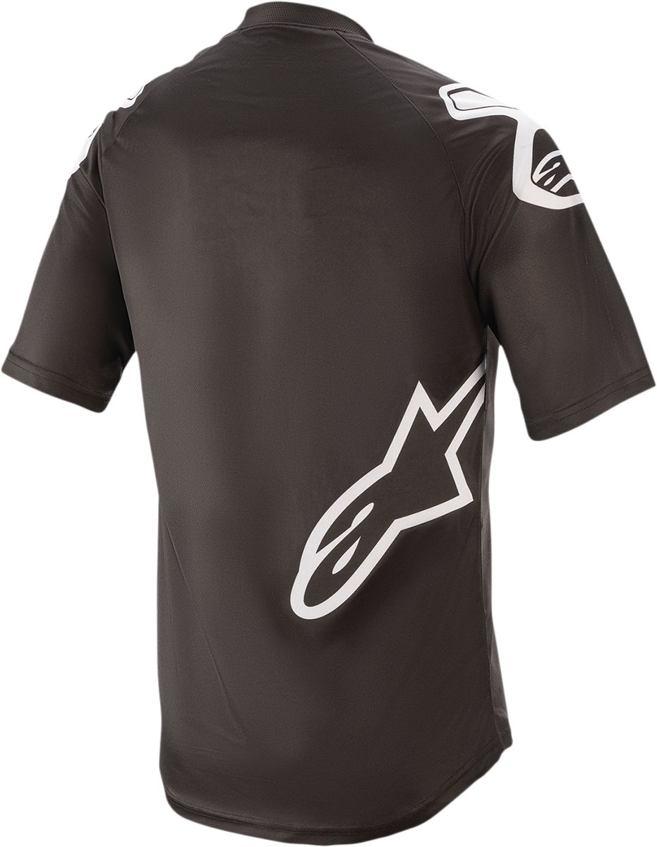Alpinestars Racer V2 Jersey in black and white, medium size, featuring racing-style design and breathable fabric.