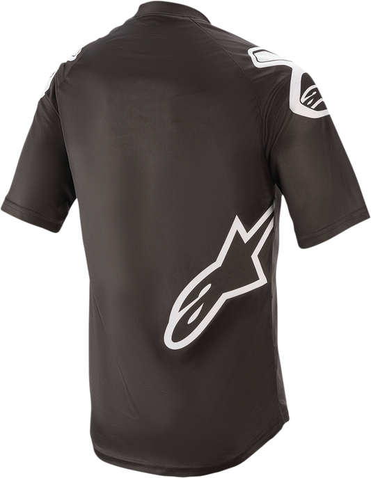 Alpinestars Racer V2 Jersey in black and white, medium size, featuring racing-style design and breathable fabric.