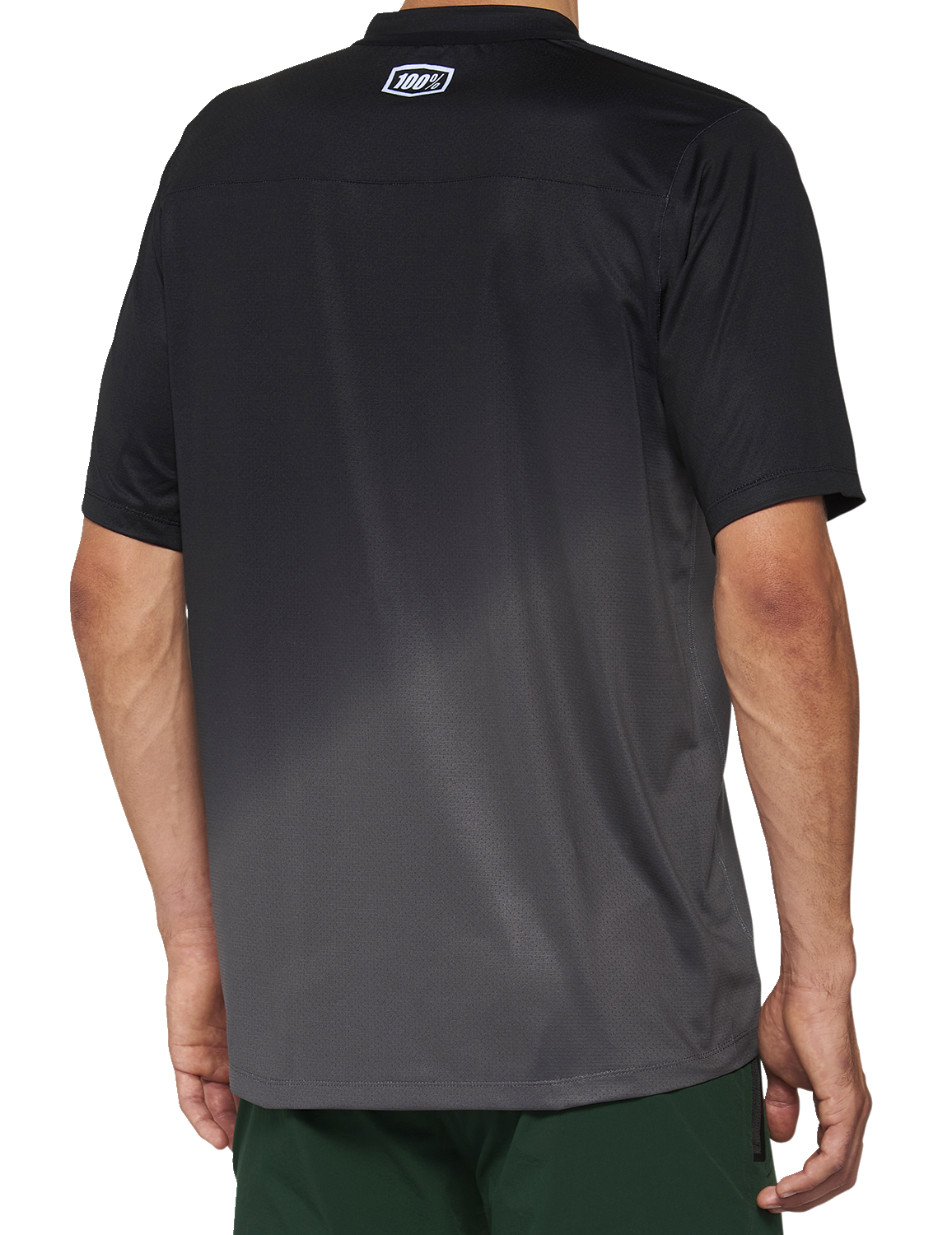 Black and charcoal short-sleeve 100% Celium Jersey by Bill's Exhausts, XL size, with sleek athletic fabric and branding details.