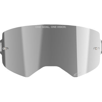 Alpinestars Supertech Gogglessilver mirror lens for goggles, featuring ABS Vision technology and a sleek silver mirror finish.
