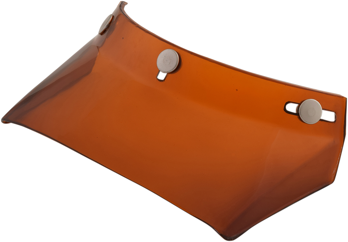 Bill's Exhausts AFX Vintage 3-Snap Visor in amber, long flat protective gear with three snap closures for motorcycle helmets.