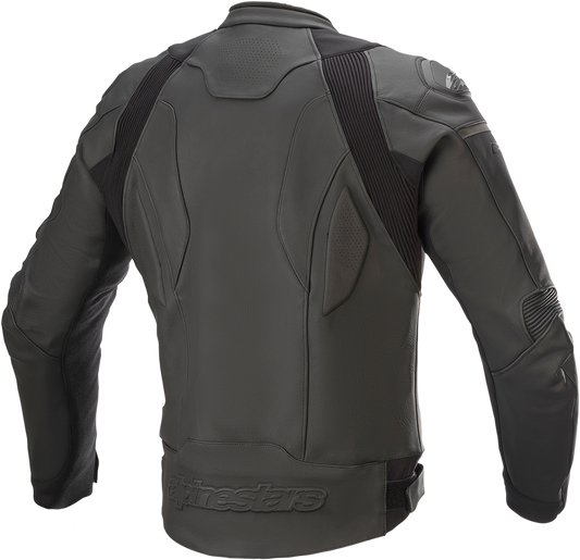 Alpinestars GP Plus R v3 motorcycle jacket in black, featuring protective armor, displayed on a plain background.