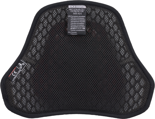 Alpinestars Nucleon KR-Cell CIR Small chest protector in black, made of protective foam with adjustable straps for motorcycle safety.