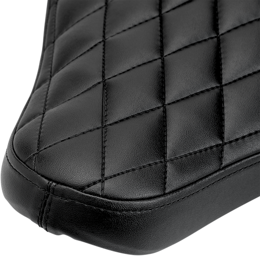 Black Biltwell Midline Seat with diamond pattern, designed for motorcycle seats, showcasing the stylish and comfortable design.