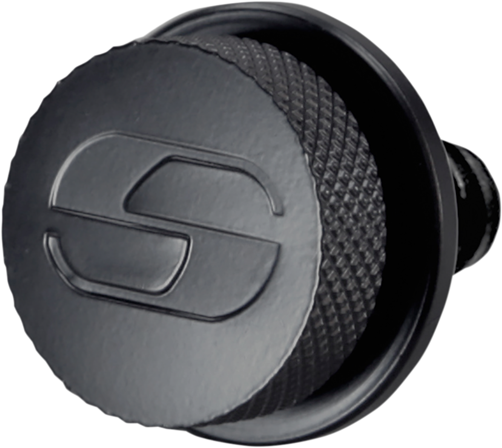 Black SADDLEMEN 1-1/4-inch-20 seat knob for motorcycle seats, designed by Bill's Exhausts.