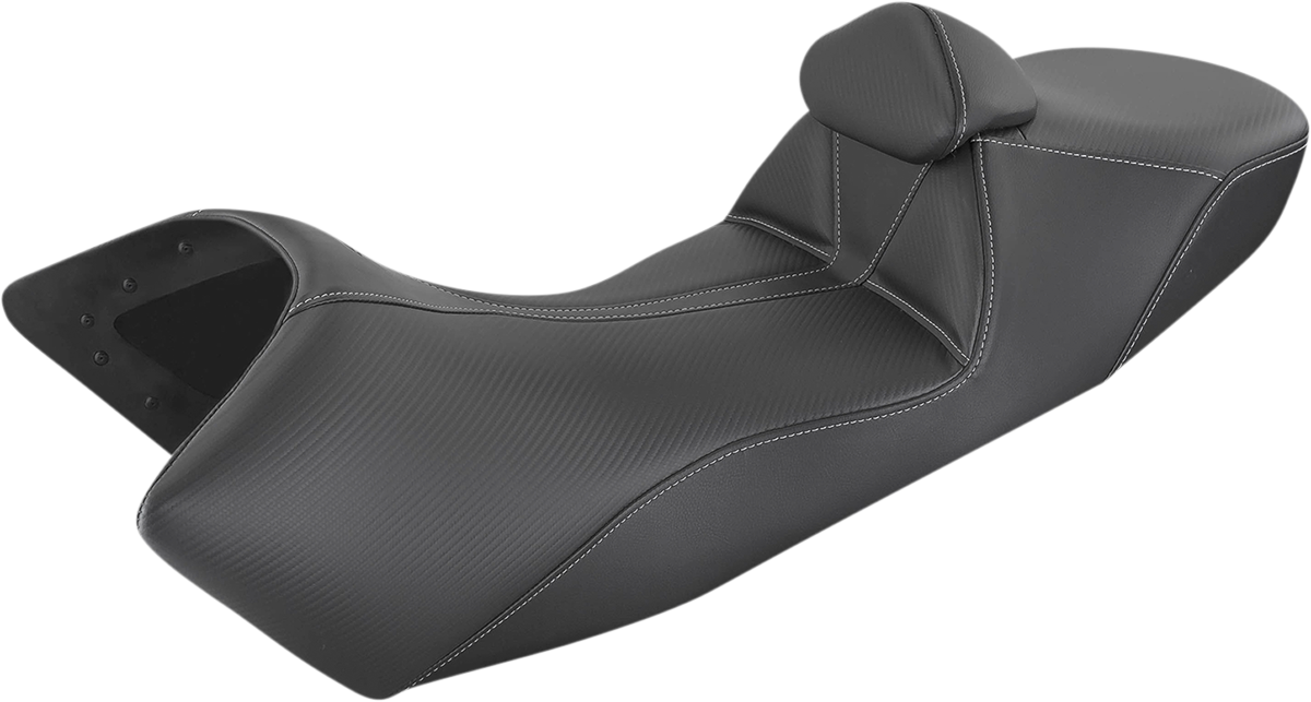 Black SADDLEMEN Adventure Tour Seat with lumbar backrest for KTM 2013-2019, designed for low, comfortable riding position.