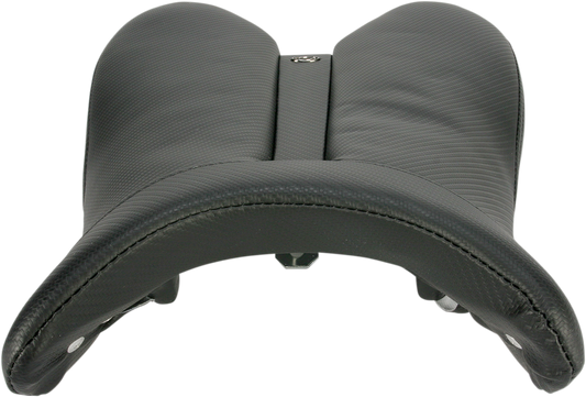 Black SADDLEMEN Gel Channel Track Carbon Fiber Sport Seat for R6 motorcycle, featuring sleek design and premium construction.