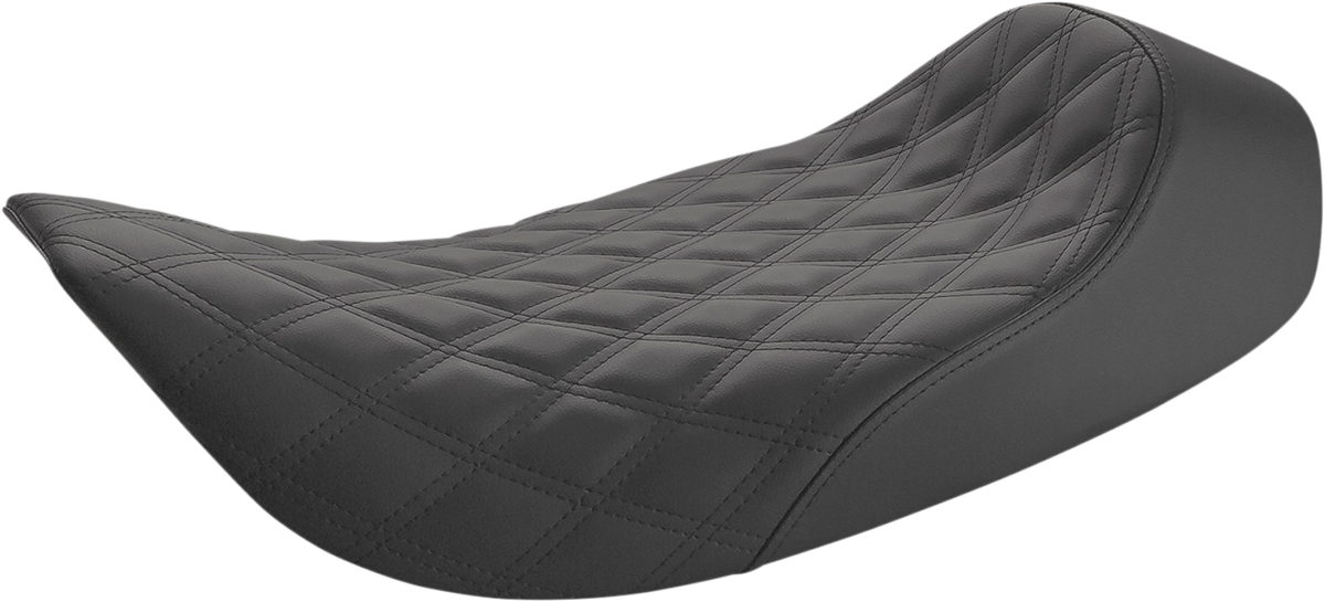 Black SADDLEMEN Renegade Solo Seat with lattice stitching for motorcycles, featuring a sleek and comfortable design.