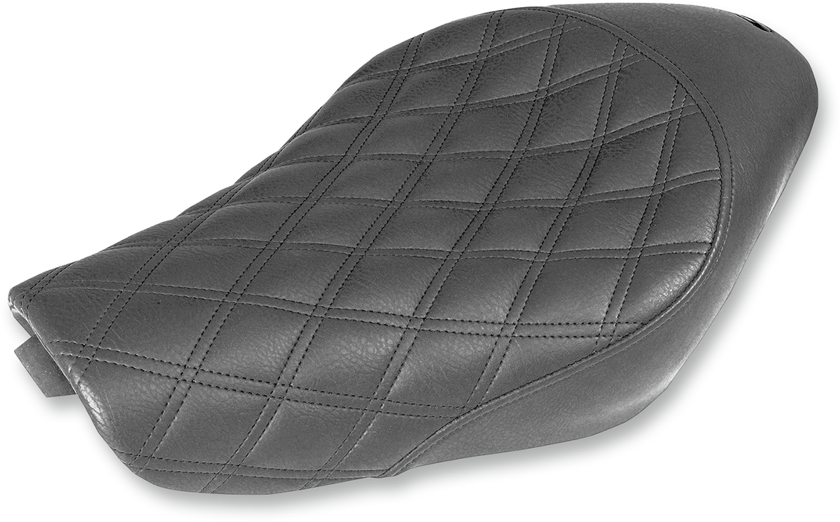 Black SADDLEMEN Renegade Solo Seat with lattice stitching for XL size, designed for motorcycle seats by Bill's Exhausts.