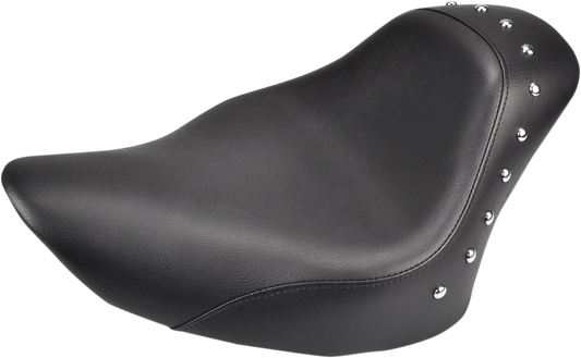 Bill's Exhausts SADDLEMEN Renegade Studded Seat for motorcycle, featuring black leather with silver stud accents
