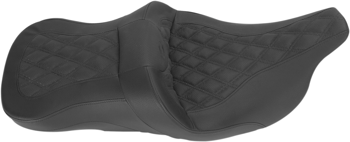 Bill's Exhausts Saddlemens Roadsofa seat without backrest, full lattice stitch, heated, compatible with 1999-2007 Harley FLH models