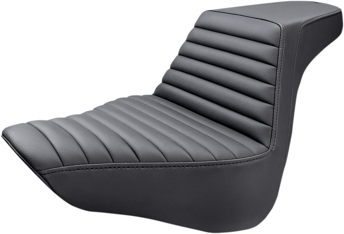 Black SADDLEMEN Step-Up Seat with front tuck-n-roll design, suitable for motorcycle, by Bill's Exhausts.