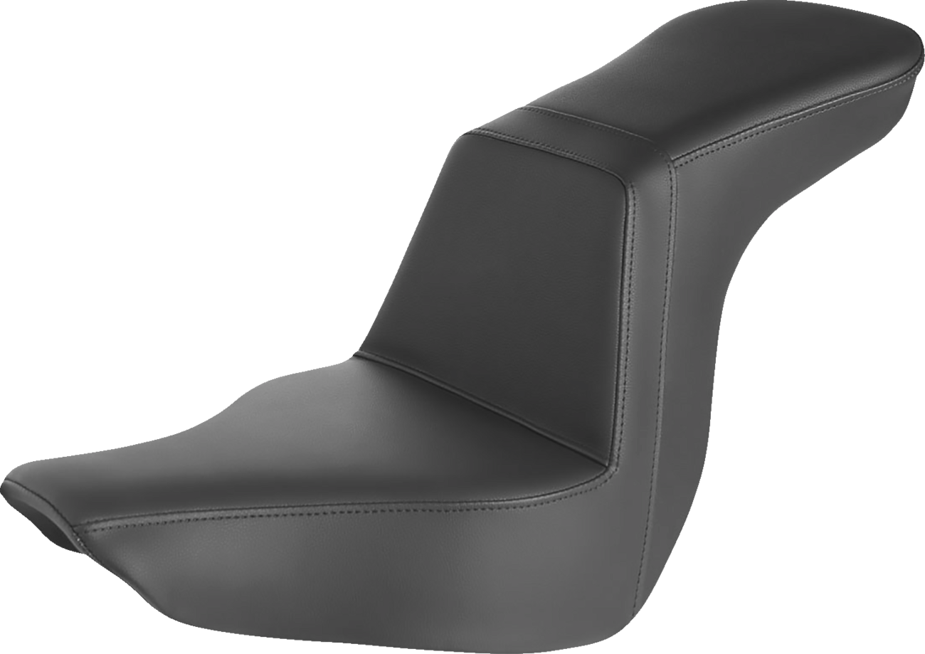 Black SADDLEMEN Step-Up Seat by Bill's Exhausts, smooth finish, designed for enhanced comfort and style on motorcycle seats.